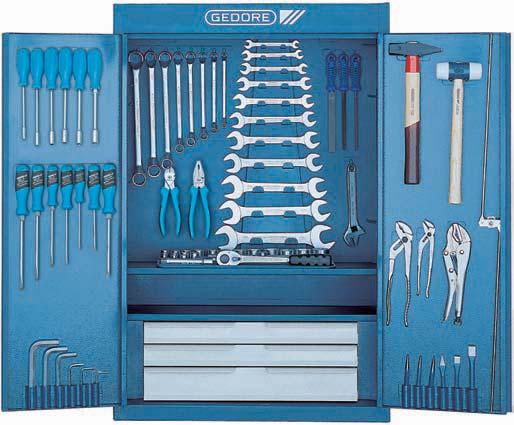 Compositions d outils Composition d outils à main n o S 1400 GM, 100 outils Livraison en armoire acier.