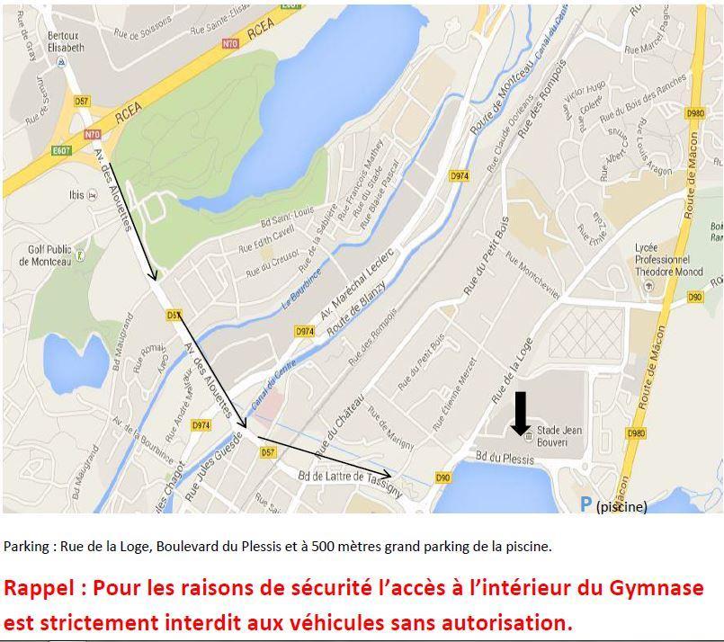 Plan d accès au Gymnase Jean Bouveri (N46.