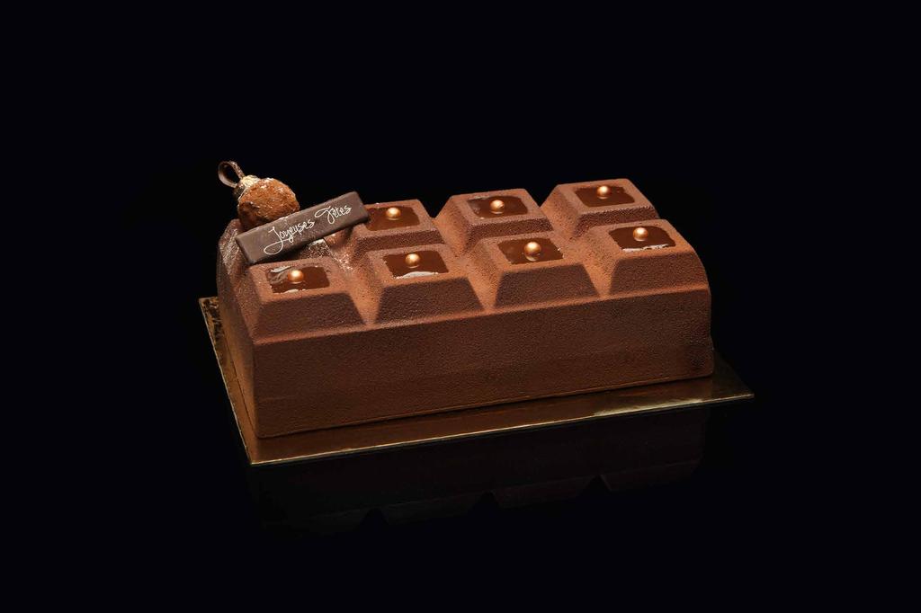 Les BÛCHES Bûche tablette Pavlova Biscuit chocolat, ganache chocolat noir Bûche composée de meringue