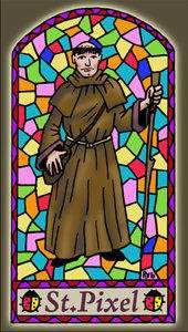 Etude de la vie de Saint Pixel Saint Pixel était un moine enlumineur du XI ème siècle. Il a inventé de nouvelles couleurs et de nouvelles façons de peindre, ce qui l a rendu célèbre.
