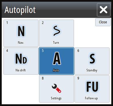 Pilote Automatique Vous pouvez activer le pilote automatique depuis n importe qu elle page : 1. Cliquer sur Pilote automatique dans la barre instruments. 2.