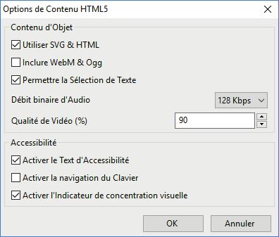 0 Modèle du lecteur vidéo intégré Paramètres du lecteur vidéo Choix des modes à exporter Temps limite imposé