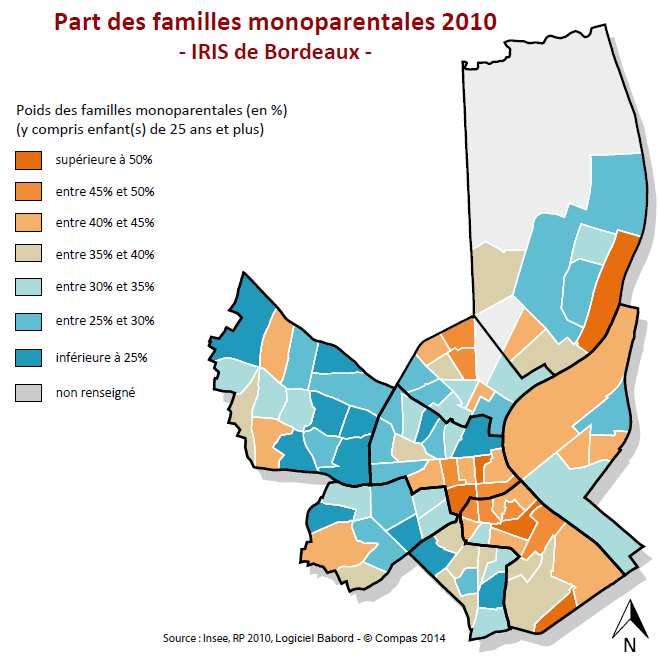 Un quartier où les familles monoparentales sont peu nombreuses 3 familles sur 10 sont