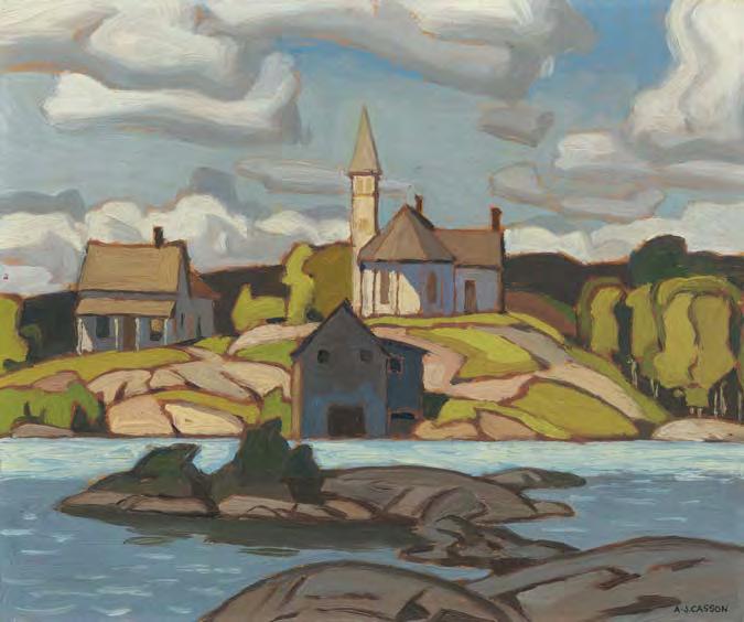 A.J. CASSON The Anglican Church at Magnetawan oil on board, signed,