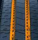 Multi-sipes improve traction in wet conditions and dissipate heat for prolonged tread life. Unique tread wall grooves help reduce irregular wear and improve traction.