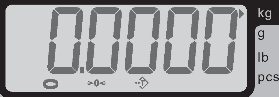 7.2 ZERO Vérifier que l indicateur de poids stable est allumé ainsi que l indicateur de zéro centré avant de commencer la pesée.