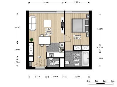 Genève - Bel appartement neuf dans le quartier des Eaux-Vives - Route de Frontenex 60 Pièces : 2.5 Surface : 52.00 m2 Surface : 52.00 m2 Référence : 18303 Loyer : 1'900 CHF Charges 150.