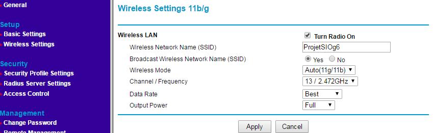 Dans la section Wireless Settings Wireless Network Name