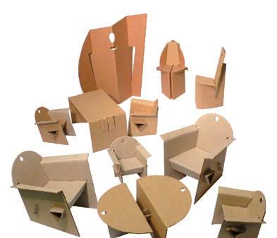 constituer 11 meubles de la collection «Carton» à l échelle 1/8 e,