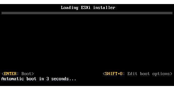 Chapitre 2 Installation et configuration de ESXi 2 Lorsque la fenêtre du programme d'installation ESXi s'affiche, appuyez sur les touches Maj.+O pour éditer les options de démarrage.
