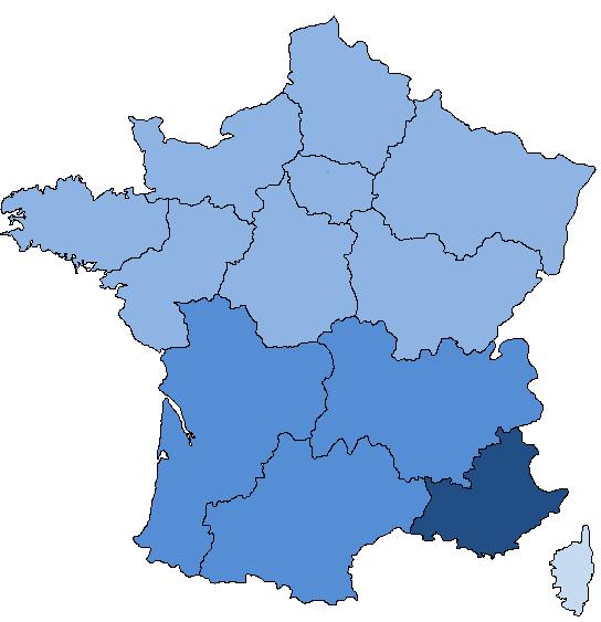 Les régions PACA et Auvergne -Rhône-Alpes réunissent à elles deux près d un tiers de l ensemble des non salariés. La Guyane 5 (,5%) Ile de La Réunion 2 (1%) Bretagne (7,5%) 1.