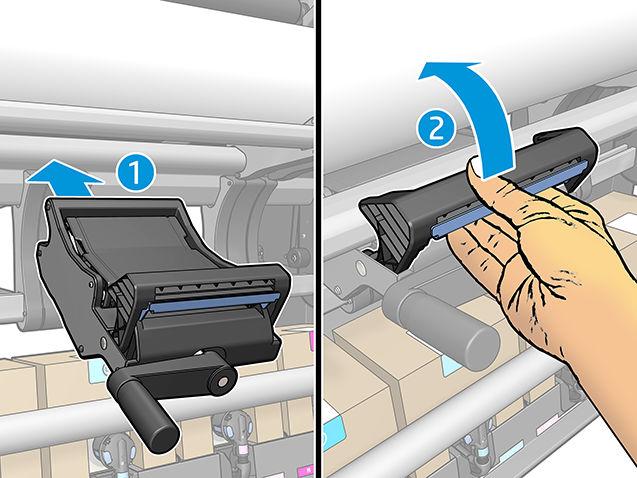 Accessoire de levage L'accessoire de levage vous aide à charger des rouleaux lourds dans l'imprimante.