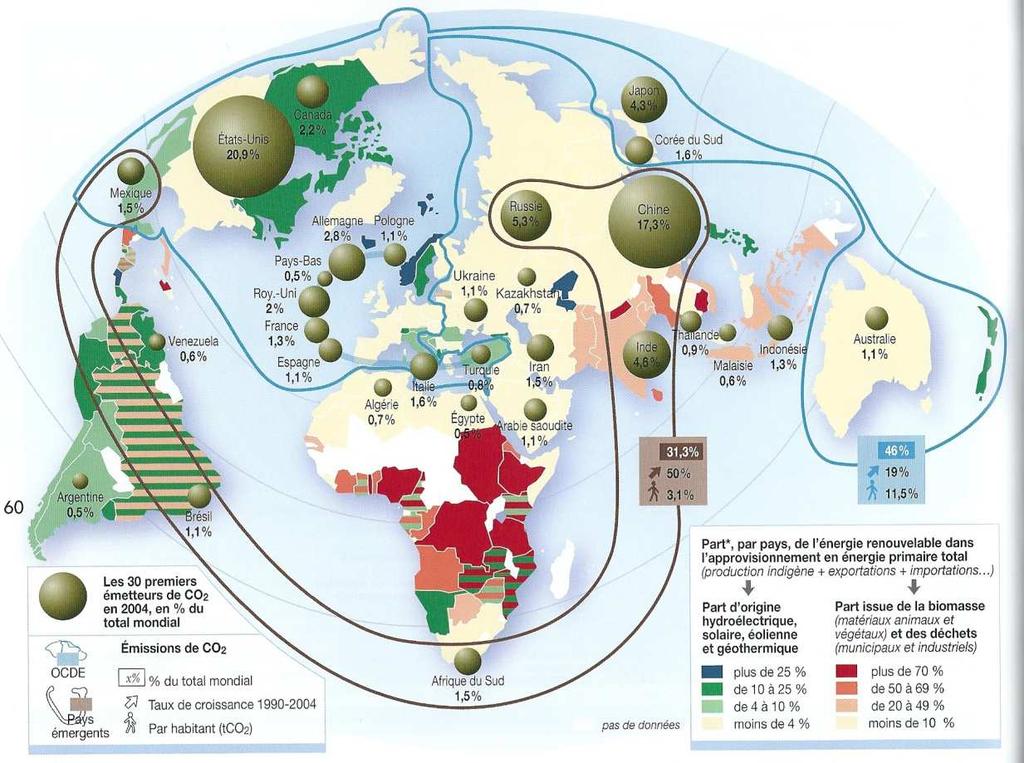 Document 2 : Les enjeux écologiques et énergétiques dans le monde Source : P Boniface et H. Védrine, Atlas d un monde global, 2010 Questions : 1.