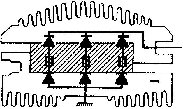7.3 - Le pont de diodes a) Fonction Pour recharger la batterie, il est nécessaire de redresser le courant alternatif produit par le stator en un courant ondulé.
