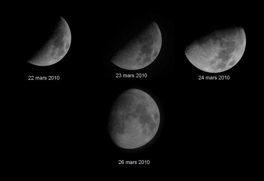 TITRE classe : 5 ème durée : 1,5 heures la situation-problème Voici quatre photographies de la Lune prises avec un télescope. Comment expliquer ce que tu observes sur ces photographies?