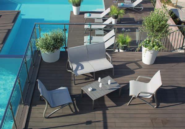 GAMME TERRASSE 74 83 84 Chaise SUNSET LOUNGE Sans accoudoirs 137 83 84 Canapé 2 places SUNSET LOUNGE Sans accoudoirs 200 83 84 Canapé 3 places SUNSET LOUNGE Sans accoudoirs 9,1 15 20,9 NOUVEAUTÉ