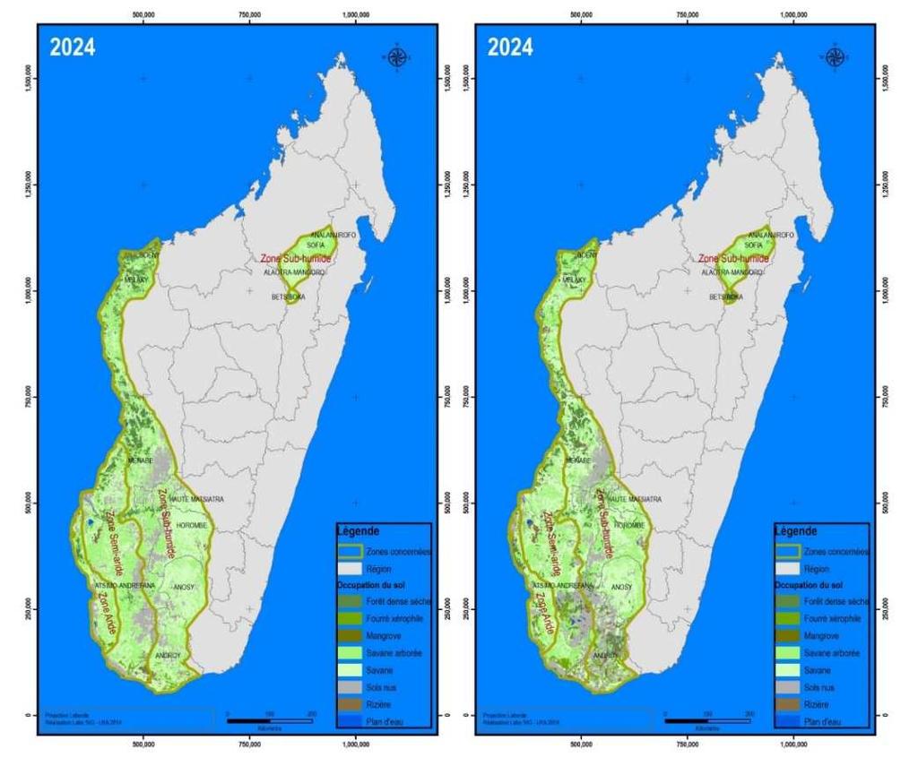 Carte 3 : Simulation de la carte d'occupation du sol dans la zone concernée (a) (a) (b) (-