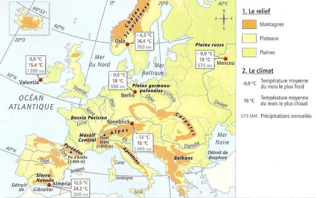 7) Qu est-ce que la Mégalopole européenne? 8) Après l étude de la carte et du tableau, que peux-tu conclure sur la répartition de la population en Europe? b.