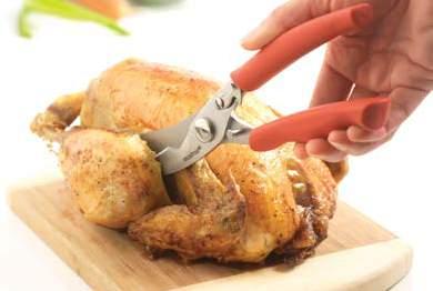 Loquet de fermeture pour plus de sécurité Fonction sécateur Reinforced high quality stainless steel blades Long and curved for easy cutting Great for cutting chicken, pizza or caramelised cakes!