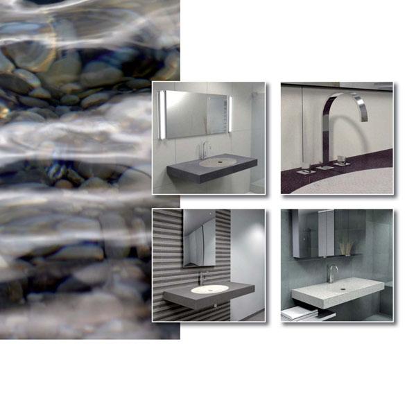 LUX ELEMENTS LAVADO -FLOAT Plan de Vasque Design Variantes Plan de vasque avec vasque elliptique à base de matériau porteur en mousse dure conçue pour une pose de