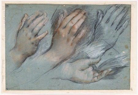 Federico Barocci (Urbino, 1528/35 Urbino, 1612), Etudes de mains, vers 1580,