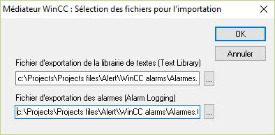 dll» La fenêtre de sélection des fichiers pour l importation s affiche : Le fichier d exportation de la librairie de textes s obtient à partir du module «Text Library» de WinCC en faisant un export.