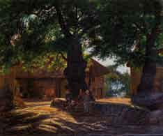 POTTER (1835-1911) À l'ombre dans la cour de la ferme Huile sur