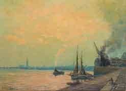 GIMENO (1892 - ) Le port de Bordeaux Huile sur panneau