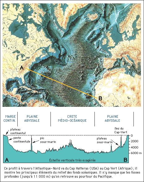 La topographie des océans est caractérisé par deux
