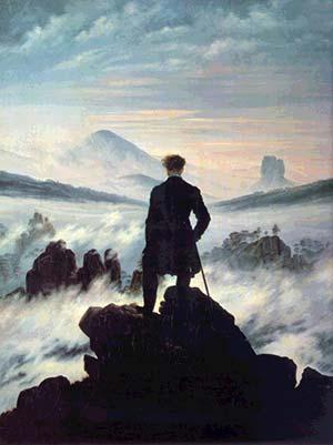 5 Histoire des arts : Le romantisme ou l âme solitaire tourmentée face au destin «Voyageur contemplant la mer de nuages» (Friedrich, huile sur toile, 1817-1818) Dans ce tableau, l homme, solitaire,
