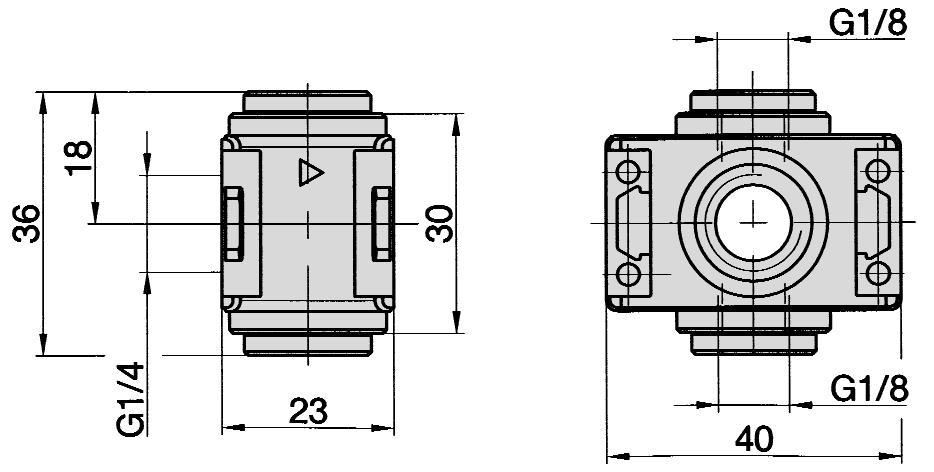 Module de dérivation et pressostat G /4 Caractéristiques techniques de la série TK Type de construction et fonction Module de dérivation pour l alimentation d autres composants en air comprimé.