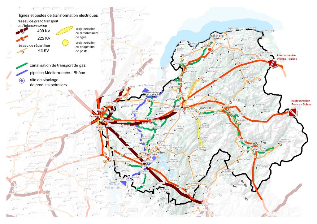 Approvisionnement en énergies La Haute-Savoie importe la majorité de l énergie dont elle a besoin : L électricité est acheminée par le réseau RTE jusqu aux postes sources pour la distribution ERDF Le