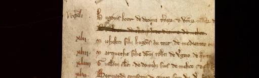 À propos de ce dernier cas, Blanche Ménendez précise que la reliure du manuscrit est composée de parchemins provenant de documents produits au 13 e siècle, qu on a collé les uns aux autres 124.