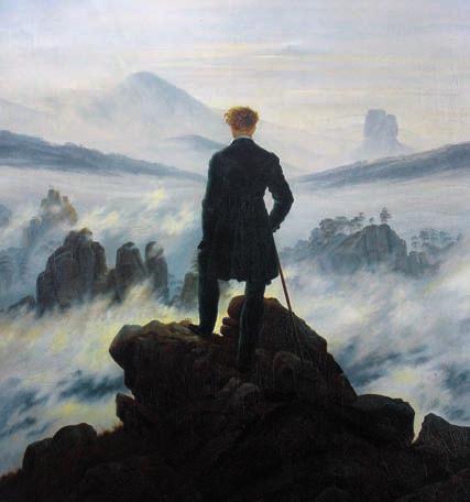 PORTRAITS INTERPRèTES COMPOSITEURS MUSICOLOGIE CHORALES ORCHESTRES Le voyageur contemplant une mer de nuages Peint en 1818 par Caspar David Friedrich. Hambourg Kunsthalle (Allemagne).