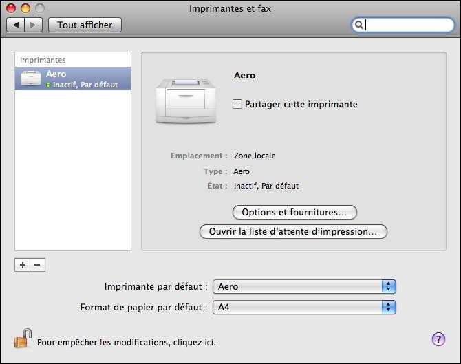 IMPRESSION SOUS MAC OS X 22 Sélection de l EX8002 dans la liste des imprimantes Avant d imprimer une tâche, vous devez sélectionner l EX8002 dans la liste des imprimantes.