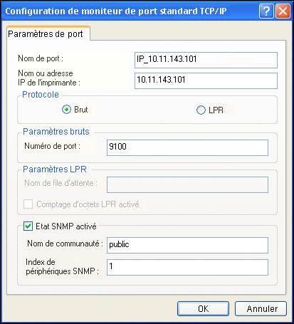 10 Cliquez sur Terminer pour fermer la boîte de dialogue Assistant Ajout de port d imprimante TCP/IP standard, puis sur Fermer dans la boîte de dialogue Ports d imprimante.