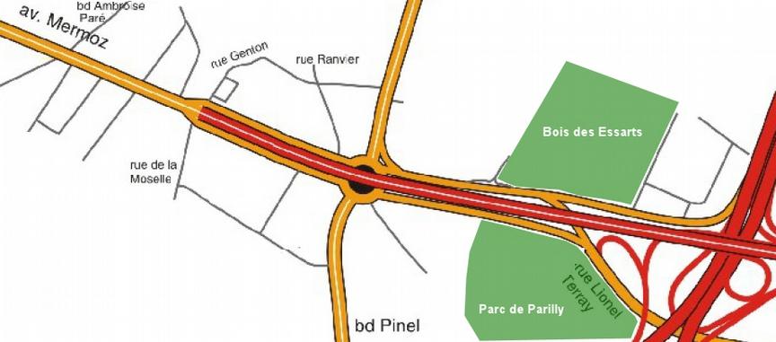 Plan du réseau de voiries l'agglomération lyonnaise structurantes de L'A43 Mermoz : une barrière entre deux quartiers La partie de l'a43 concernée par le projet constitue l'entrée Est de