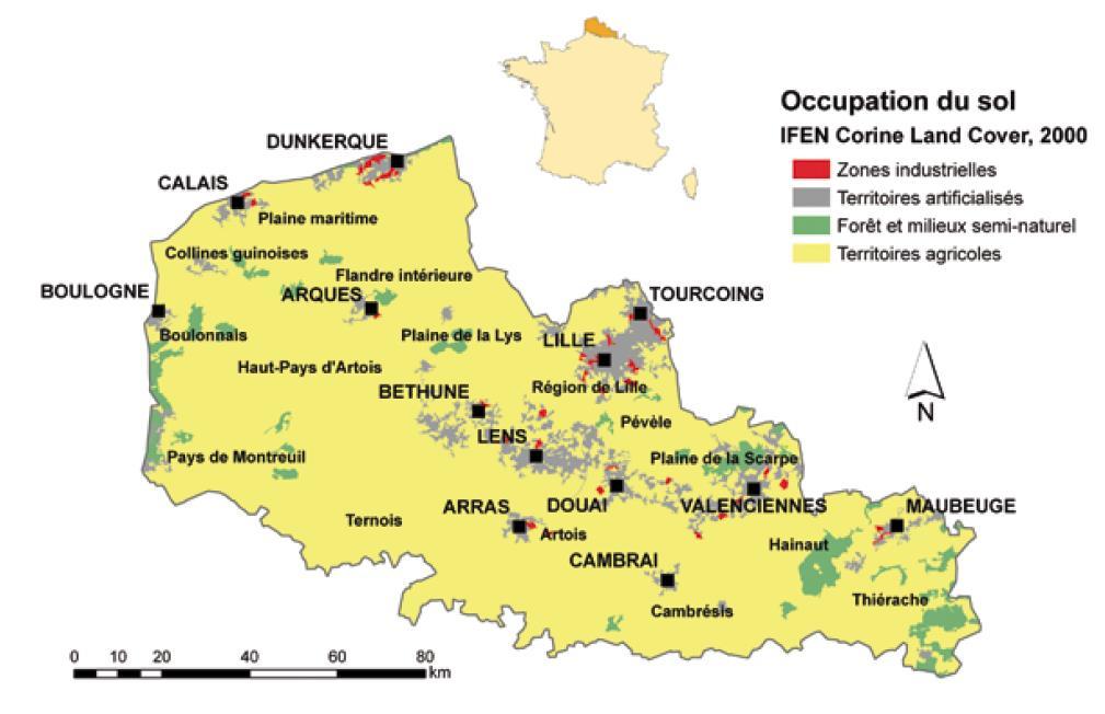 Carte d occupation des sols de la région des Hauts de France (D après Baize et al.