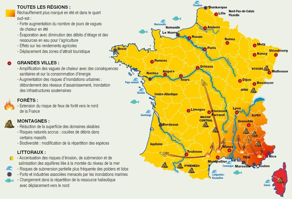 Impacts potentiels du changement climatique en France CDC-Climat, du Onerc, Météo