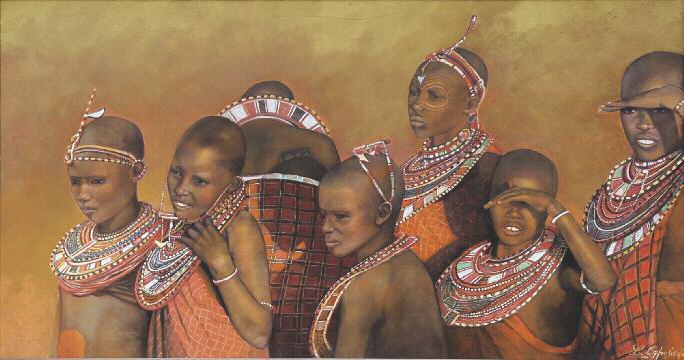 000,00-60.000,00 Dhs 30 CAPOSIENA, Leonardo (Né en 1944) MASAI, KENYA Huile sur toile, signée en bas à droite.
