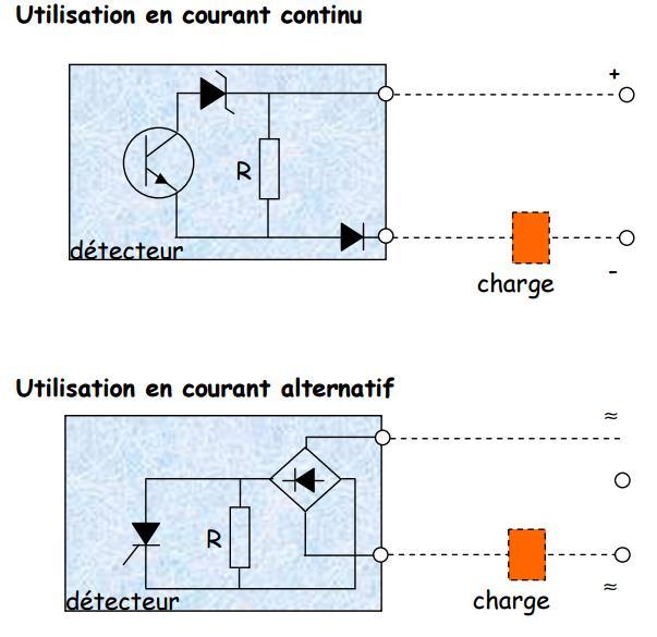 Raccordement d'un détecteur 2 fils (électronique) Image Raccordement 2 fils - Capteur électronique détecteur 3 fils.