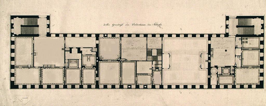 l appartement de parade dans les châteaux des princes protestants 485 2 Gotha, château de Friedenstein, Plan de l aile nord, deuxième étage, 1818 à coucher et également un cabinet (ill. 2, n I-VI) 6.