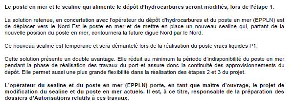 3.2. Sur l engagement de EPPLN à réaliser un nouveau sea-line Pour permettre la continuité des approvisionnements de EPPLN pendant les travaux d extension portuaire