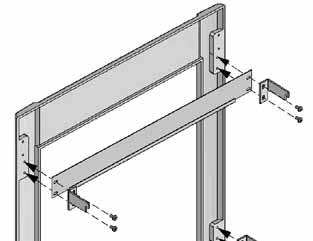7. On the outside of each side bracket, loosely fix the frame mounting brackets 2 per side with the 8 