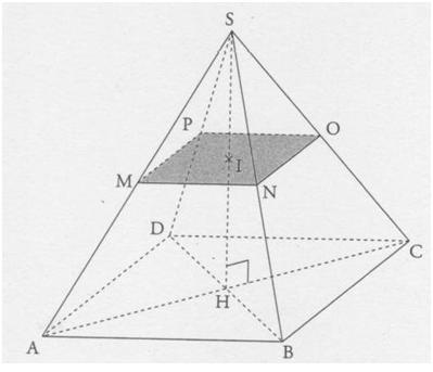 Exercice 6 : (4 points) Une pyramide régulière de sommet S a pour base le carré ABCD tel que AB = 5 cm et sa hauteur [SH] est de 10 cm.