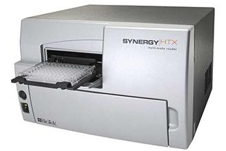The plates are analyses in a Biotek Synergy plate reader using optical density and