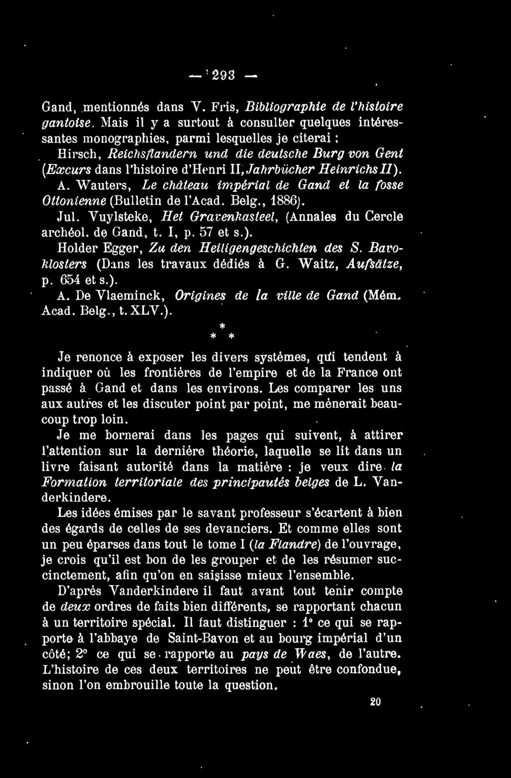 --. 293 - Gand:.mentionnes dans V. Fris, Bibliographie de l'histoire gantoise.
