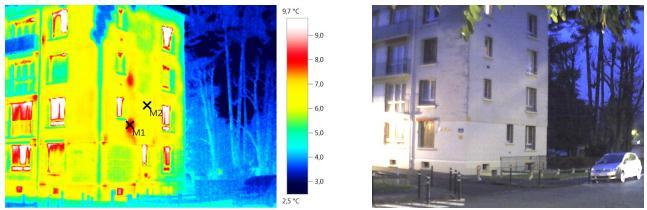 Analyse thermographique : Vue bâtiment A Pignon SUD/EST Visualisation des déperditions radiatives en M1.