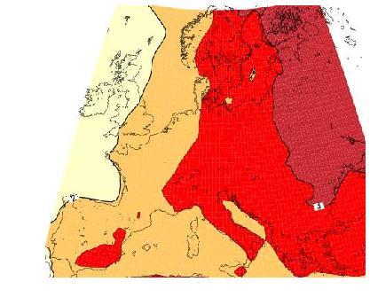 Hiver Le climat Euro-Méditerranéen Changement moyen des températures (t2m) Scénario A2, 2070-2099 vs 1960-1989 (ARPEGE-Climat, projet