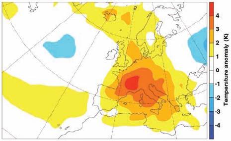 Vague de chaleur Europe, été 2003: 79 000 morts (surmortalité) Changements relatifs des